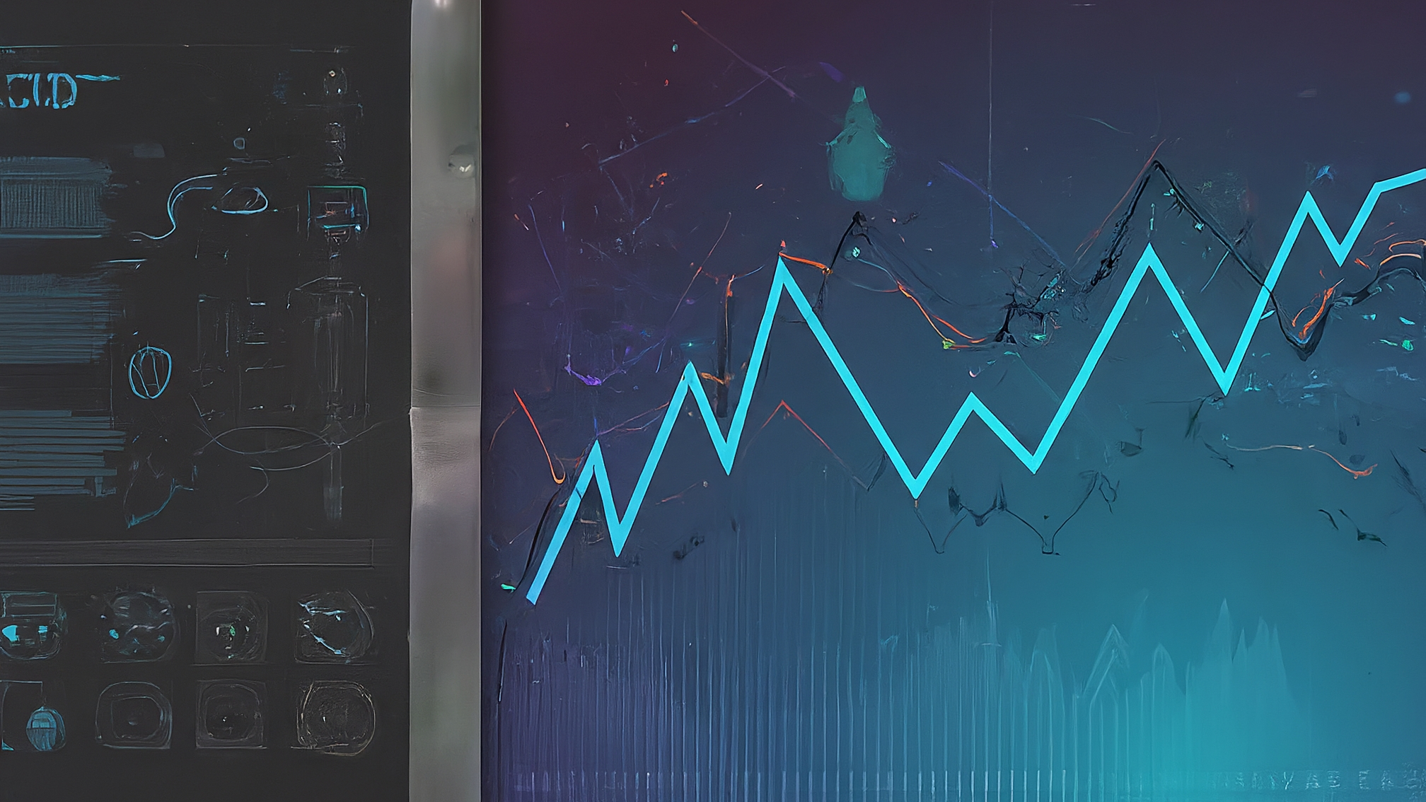 Educational illustration about technical analysis basics, abstract analysis concepts, blue color scheme